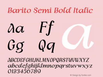 Barito Semi Bold Italic Version 1.000图片样张