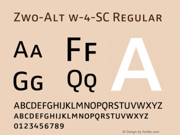Zwo-Alt w-4-SC Regular 4.313 Font Sample