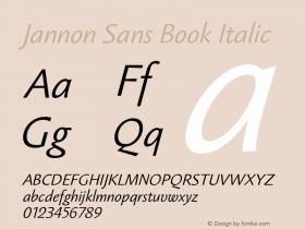 Jannon Sans Book Italic Version 1.000图片样张