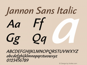 Jannon Sans Italic Version 1.000图片样张