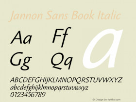 Jannon Sans Book Italic Version 1.000图片样张