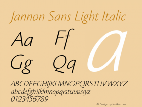 Jannon Sans Light Italic Version 1.000图片样张