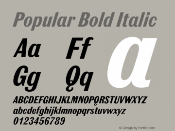 Popular Bold Italic Version 1.000图片样张