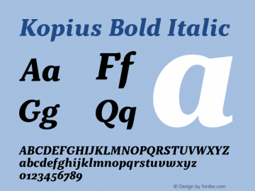 Kopius-BoldItalic Version 1.001图片样张