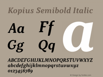 Kopius-SemiboldItalic Version 1.001图片样张