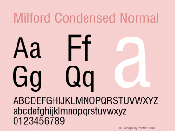 Milford Condensed Normal 1.0 Mon May 02 18:31:35 1994 Font Sample