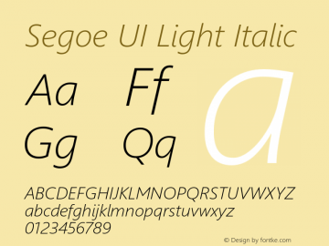 Segoe UI Light Italic Version 5.65图片样张