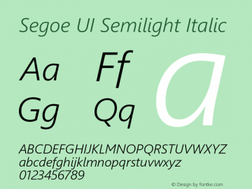 Segoe UI Semilight Italic Version 5.65图片样张