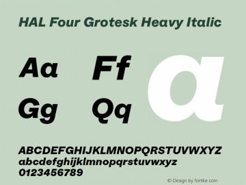HAL Four Grotesk Heavy Italic Version 1.000图片样张