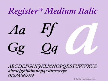 Register* Medium Italic Version 7.008图片样张
