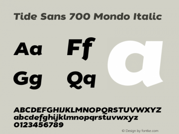 Tide Sans 700 Mondo Italic Version 1.000;PS 005.000;hotconv 1.0.70;makeotf.lib2.5.58329图片样张