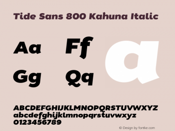Tide Sans 800 Kahuna Italic Version 1.000;PS 005.000;hotconv 1.0.70;makeotf.lib2.5.58329图片样张