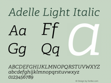 Adelle Light Italic Version 2.500;hotconv 1.0.109;makeotfexe 2.5.65596图片样张