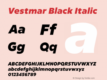 Vestmar Black Italic Version 1.000图片样张