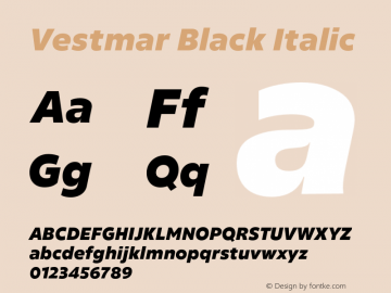Vestmar Black Italic Version 1.000图片样张