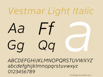 Vestmar Light Italic Version 1.000图片样张