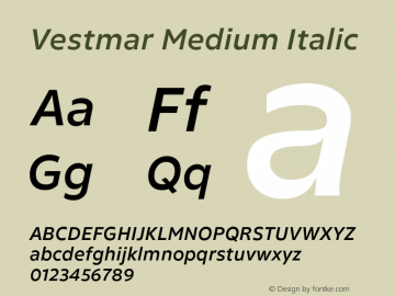 Vestmar Medium Italic Version 1.000图片样张