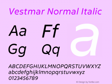 Vestmar Normal Italic Version 1.000图片样张