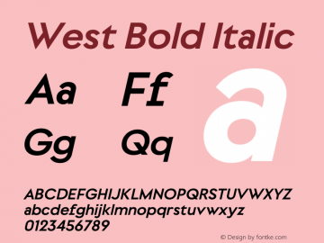 West Bold Italic Version 1.000图片样张