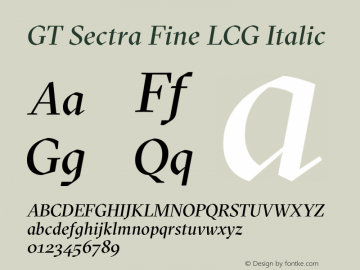 GT Sectra Fine LCG Italic Version 4.000;hotconv 1.0.109;makeotfexe 2.5.65596图片样张