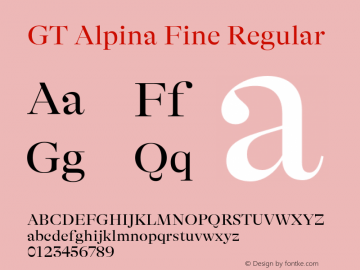 GT Alpina Fine Regular Version 2.002;hotconv 1.0.109;makeotfexe 2.5.65596图片样张