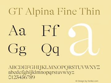 GT Alpina Fine Thin Version 2.002;hotconv 1.0.109;makeotfexe 2.5.65596图片样张