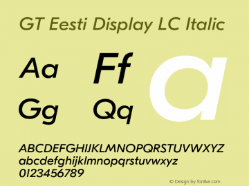 GT Eesti Display LC Italic Version 1.005;hotconv 1.0.109;makeotfexe 2.5.65596图片样张