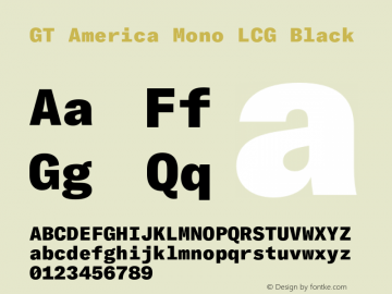 GT America Mono LCG Bl Version 1.005;hotconv 1.0.109;makeotfexe 2.5.65596图片样张