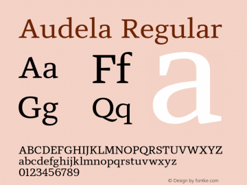 Audela Regular Version 1.000;hotconv 1.0.109;makeotfexe 2.5.65596图片样张