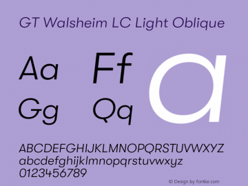 GT Walsheim LC Lt Ob Version 2.008;hotconv 1.0.109;makeotfexe 2.5.65596图片样张