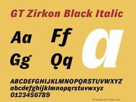 GT Zirkon Black Italic Version 2.000;hotconv 1.0.109;makeotfexe 2.5.65596图片样张