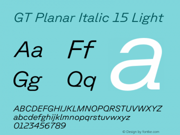GT Planar Italic 15 Light Version 2.001;FEAKit 1.0图片样张