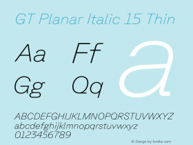 GT Planar Italic 15 Thin Version 2.001;FEAKit 1.0图片样张