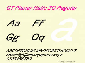 GT Planar Italic 30 Regular Version 2.001;FEAKit 1.0图片样张