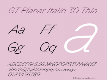 GT Planar Italic 30 Thin Version 2.001;FEAKit 1.0图片样张