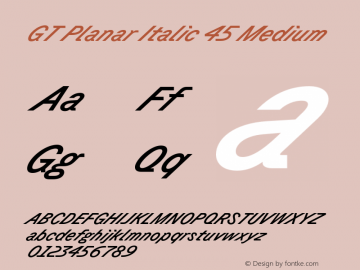 GT Planar Italic 45 Medium Version 2.001;FEAKit 1.0图片样张