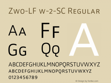 Zwo-LF w-2-SC Regular 4.313 Font Sample