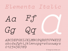 Elementa Italic 001.000 Font Sample