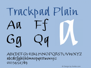 Trackpad Plain Version 001.000 Font Sample