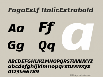 FagoExLf ItalicExtrabold Version 1.00 Font Sample