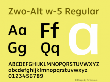 Zwo-Alt w-5 Regular 4.313 Font Sample