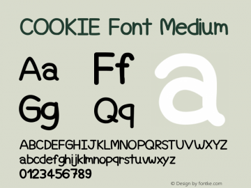 COOKIE Font Version 001.000图片样张