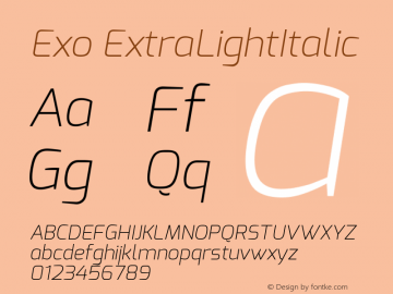 Exo ExtraLightItalic Version 1.00图片样张