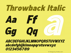 Throwback Italic Version 1.001;Fontself Maker 3.5.4图片样张