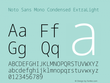 Noto Sans Mono Condensed ExtraLight Version 2.010图片样张