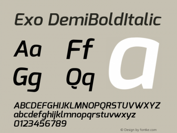 Exo DemiBoldItalic Version 1图片样张