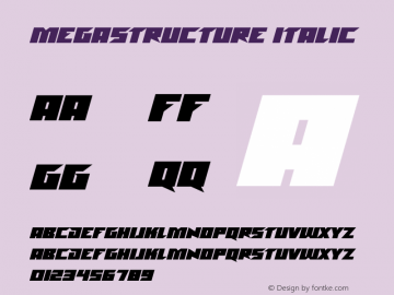 Megastructure Italic Version 1.10;September 22, 2022;FontCreator 12.0.0.2567 64-bit图片样张