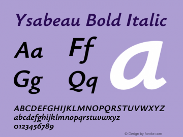 Ysabeau Bold Italic Version 1.003;Glyphs 3.1.1 (3139)图片样张