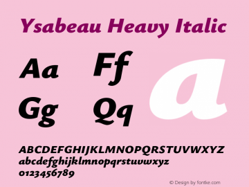 Ysabeau Heavy Italic Version 1.003;Glyphs 3.1.1 (3139)图片样张