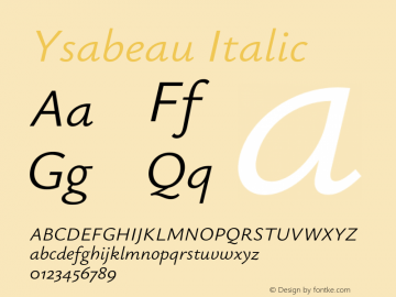 Ysabeau Italic Version 1.003;Glyphs 3.1.1 (3139)图片样张